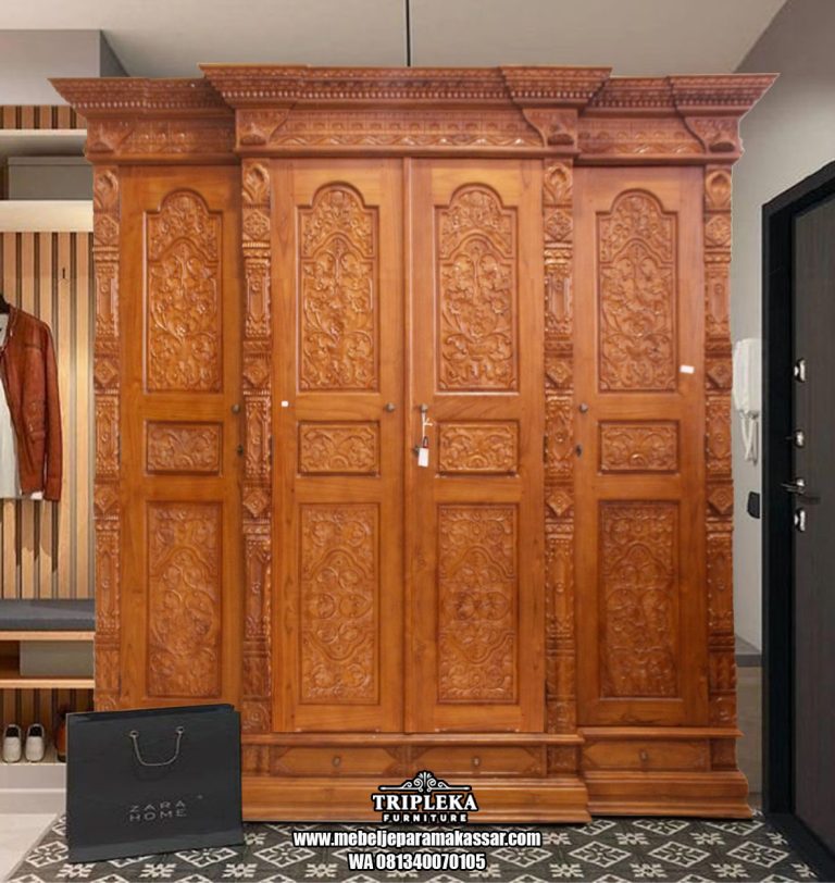Lemari Pakain Ukir Jati Jepara Makassar