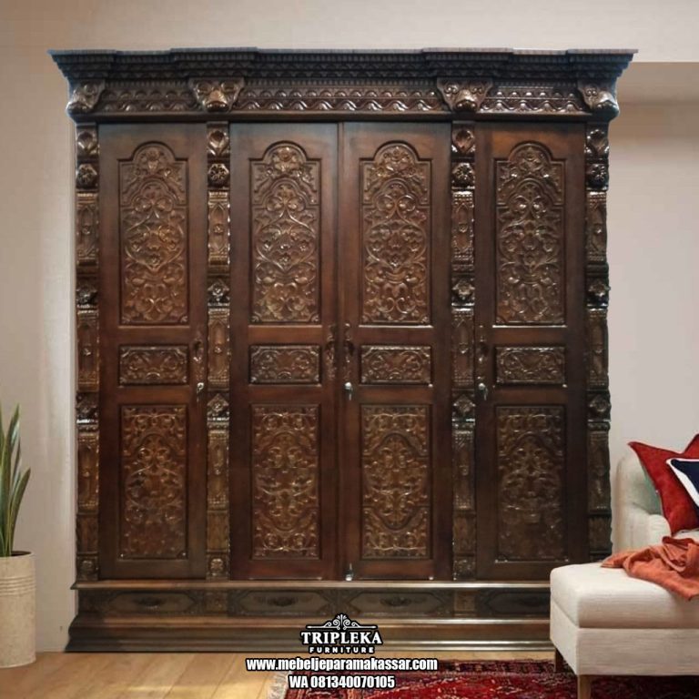 Lemari Pakain Ukir Jati Jepara Sultan Makassar